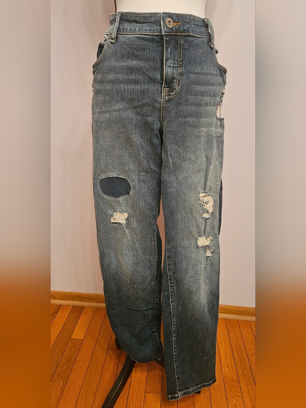 Torrid Distressed Dark Blue Boyfriend Jeans